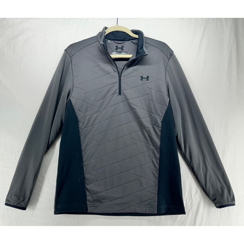Under Armour Storm ColdGear Mens Gray Black Quarter Zip Pullover Jacket Medium